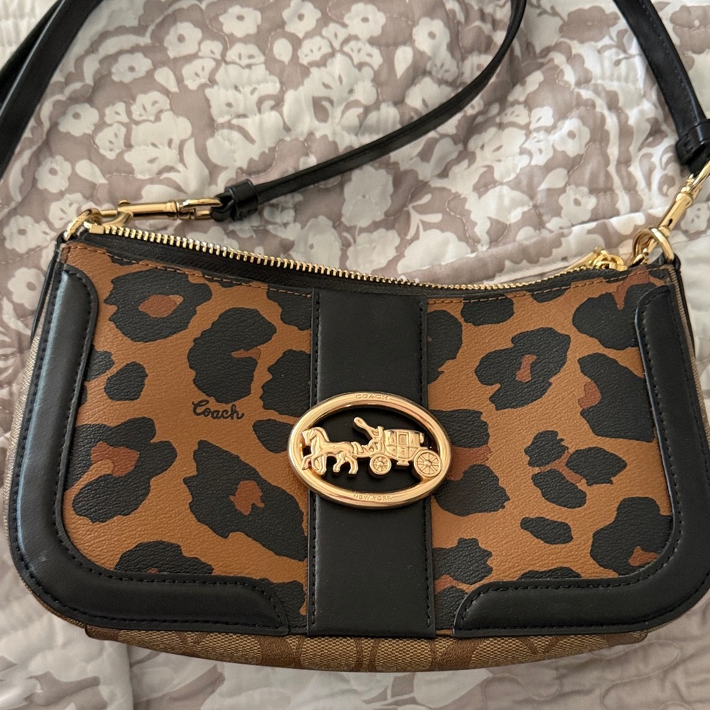 Coach Animal Print Crossbody Bag - Tan and Black - Picture 3 of 3